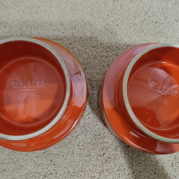 Orange Ceramic Bowls with Text - Picture 6 of 8